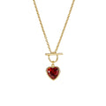 Tongxin Wholesale Custom Pvd 18k Gold Plated Jewelry Ot Clasp Red Garnet Stone Heart Pendant Necklace for Women