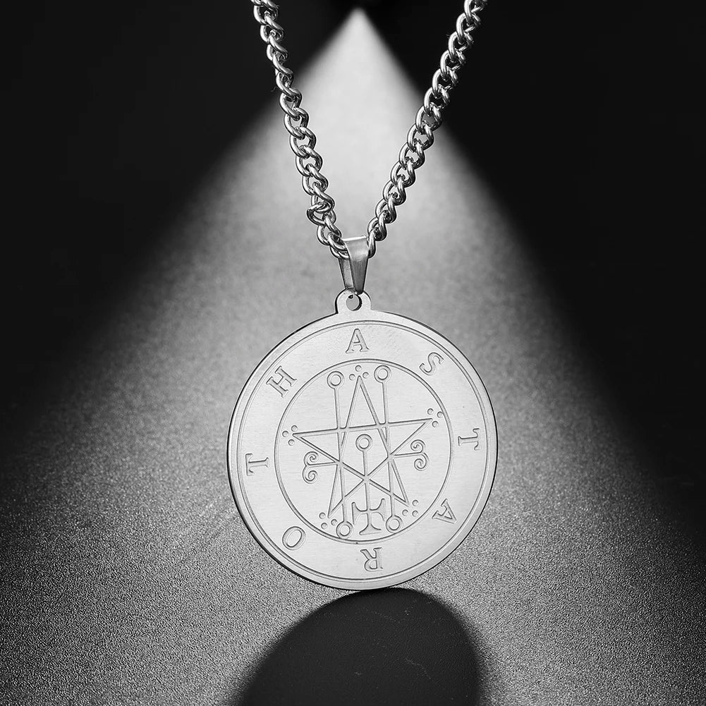 Myshape Mighty Strong Duke Astaroth - Lesser Key of Solomon Seal Kabbalah Amulet Pendant Men Necklace
