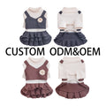 Pet Apparel Manufacturer Wholesale Best Winter Strap Design Brown Pet Princess Dress With Brooch for Dogs