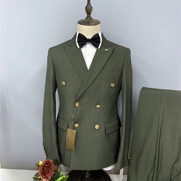 Men's Suit  Italian Double Breasted Elegant Men's Suit Fabric
