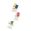 3PCS/set 925 Sterling Silver Dainty Colorful  Zirconia Stud Earring Set Silver Jewelry
