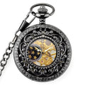 Mechanical Antique Zinc Alloy Pocket Watch Roman Number Dial Skeleton Luxury Men Five Star Pocket Watches