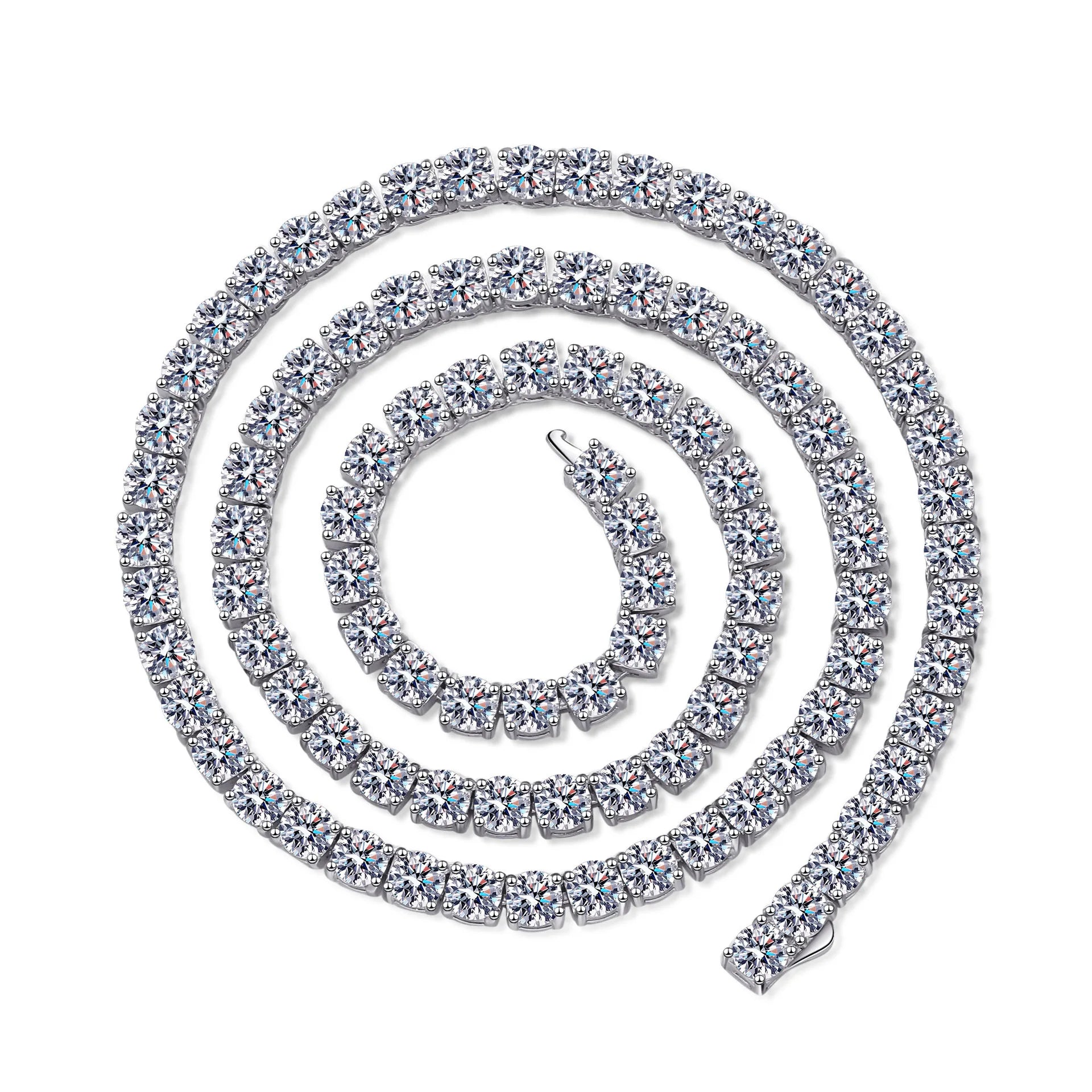 Factory Wholesale Four Claw Moissanite Jewelry Luxury Tennis Chain 925 Sterling Silver Full Iced Out Diamond Moissanite Necklace