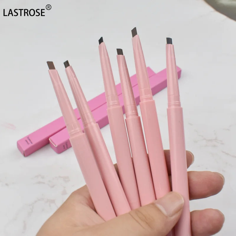 2 in 1 Double End Vegan High Pigment Private Label Eye Pencil Makeup Waterproof Long Lasting pink Eyebrow Pencil With Spoolie
