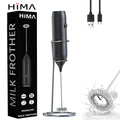 HIMA Custom Type C Milk Frother USB Rechargeable Electric Foam Maker Drink Mixer Handheld Electric Milk Frother With Stand