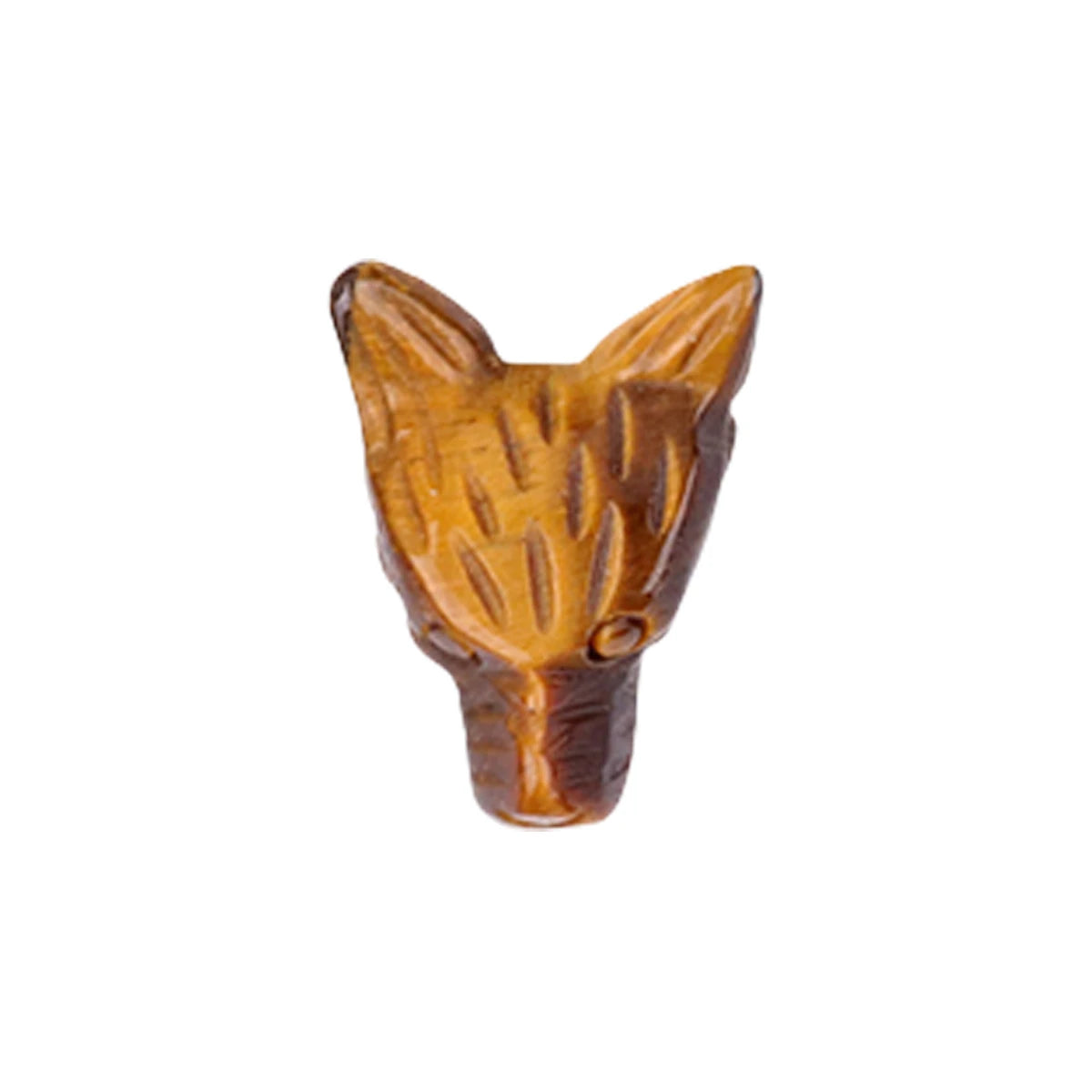Compact 1.0 INCH Handmade Craved Tiger Eye Natural Stone Wolf Head Ornament Decoration Healing Stone Unisex Crafits for Gifts