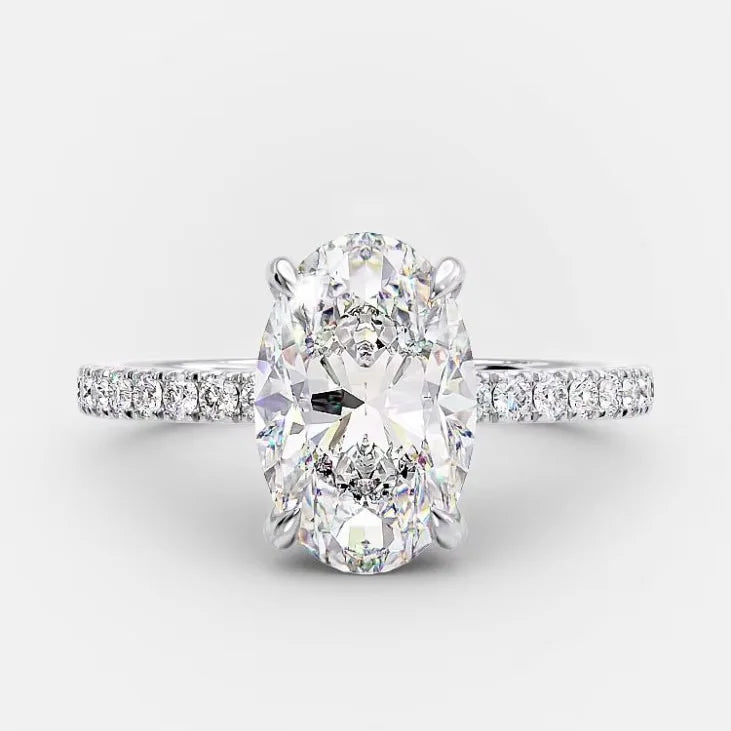 925 Sterling Silver Three Stone 1.25 Carat Brilliant CZ Cubic Zirconia Wedding Engagement Ring for Women Rhodium Gift Party