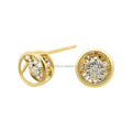 Cute Women Elegant AU750 18K Solid Gold Round Brilliant Cut Dancing Diamond Cuff Earrings Trendy Wedding Engagement Jewelry