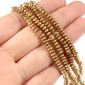 Flat Round 4*2MM Real Gold Plated Hematite Stone Beads Natural Semi Gemstone Rondelle Spacer 38cm Strand Jewelry Making DIY