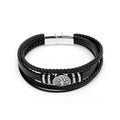 Daili Stylish  Double Braided Black Bracelet Silver Closure Tree of Life Pendant Men Fashion Jewelry Accessories Gifts for Men