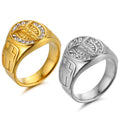 Wholesale Stainless Steel Men's Ring Waterproof Religion Elements Tai Chi Crucifixion Pattern CZ Zircon 18K Gold Plated Ring