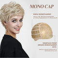 Blonde Futura 4x4 MONO Lace Front Wig Natural Look Lace Wig Pixie Silky Straight Gold Seamless Perfect Realistic Wig