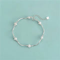 Fashion Women Jewelry 925 Sterling Silver Simple Freshwater Pearl Round Beads Bracelet for Best Friend