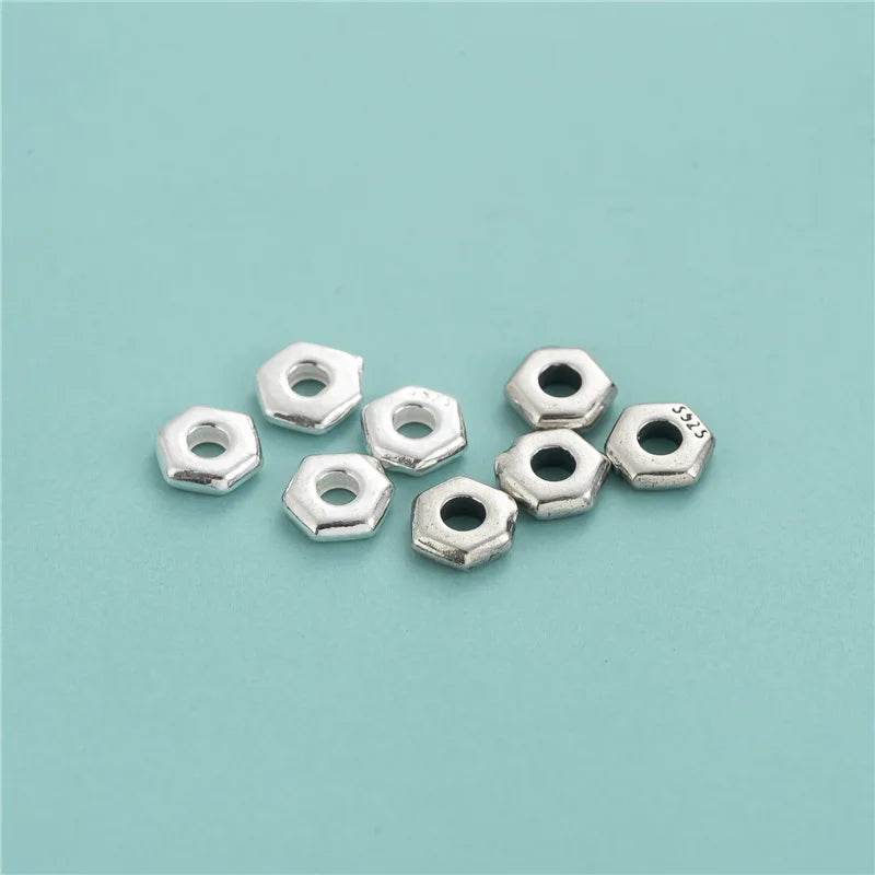 5.5mm Minimalism Fashion 925 Sterling Silver Flat Hexagon Spacers Beads for Jewelry Making Accessories Wholesale