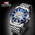 TEVISE Luxury Automatic Mechanical Skeleton Watch for Men with Alloy Case Stainless Steel Strap Waterproof