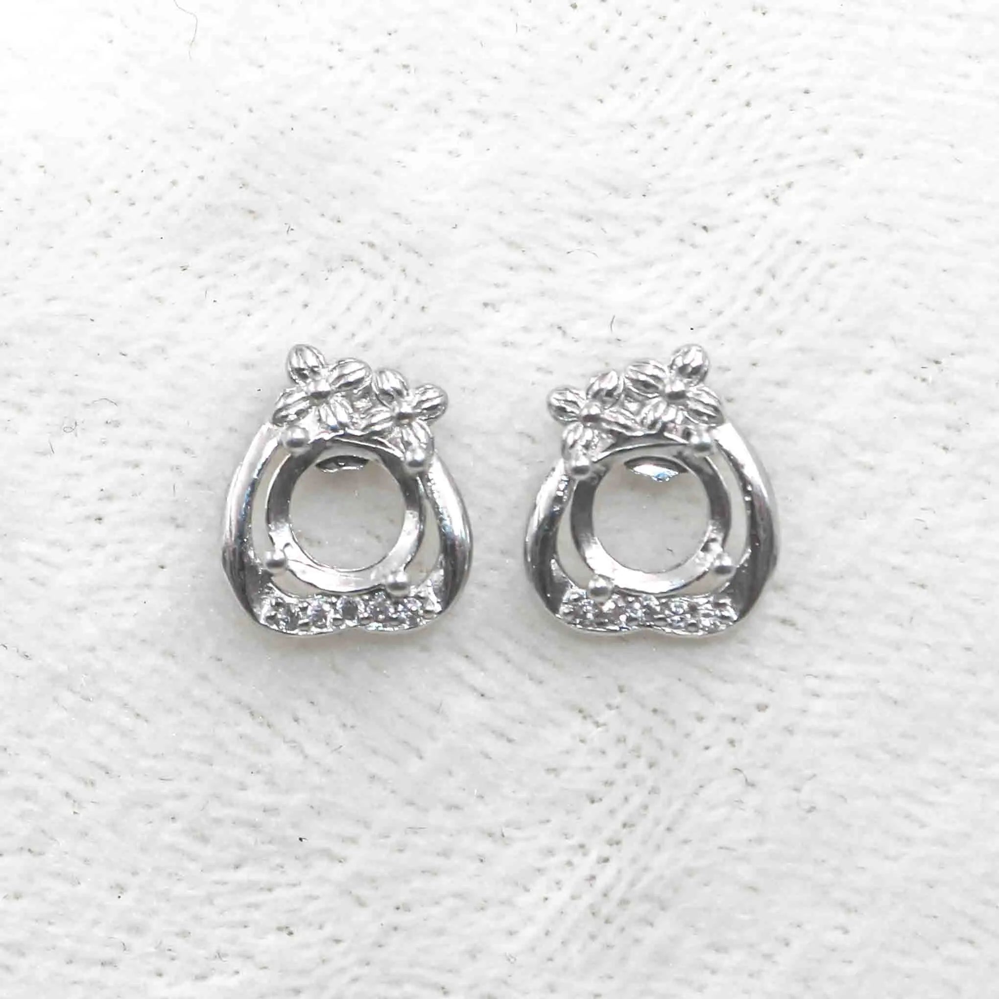 Sterling Silver 5*5mm Semi Mount Stud Earrings Empty Support Blank Claws Setting S925 Base Without Center Stone for DIY Inlay