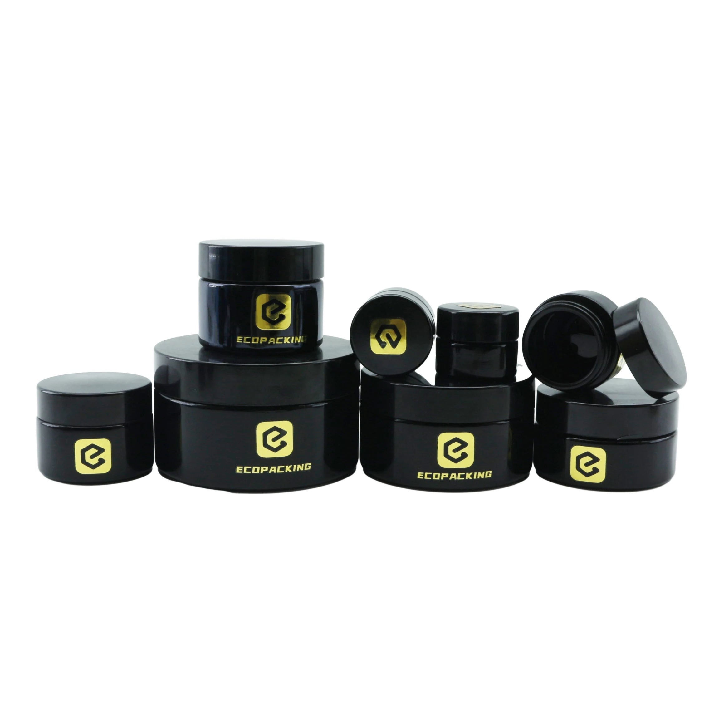 Small Dark Violet UV Black Glass Eye Cream Jar Cosmetic Glass Container with Lid