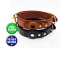 Premium Soft Adjustable Genuine Leather airtag Pet Collar with Airtag Case