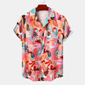 Men's Shirt Beach Wind Silk Digital Printed Casual Short Sleeve Floral Shirt for Men