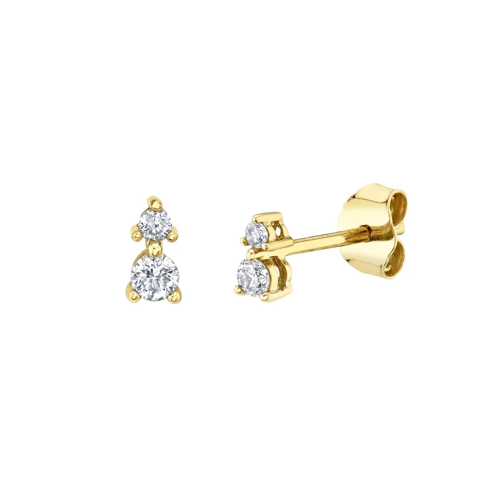 925 Sterling Silver Mini Doubld Round Diamond CZ Delicate Stud Earring Jewelry Wholesale