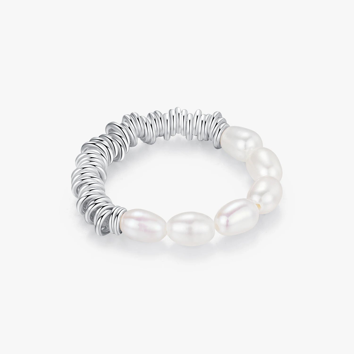Trendy Geometric Adjustable Rings for Women Girls Party Fine Jewelry 925 Sterling Silver Baroque Natural Freshwater Pearl Ring
