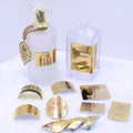 Custom Shaped Gold Metal Finish Aluminum Label 3D Embossed Perfume Bottle Nameplate Custom Engraved Logo Packaging Labels