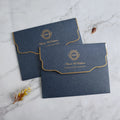 Custom Shape Navy Pearl Wedding Invitation Envelope Gold Printed Envelope for 5x7 Invitation