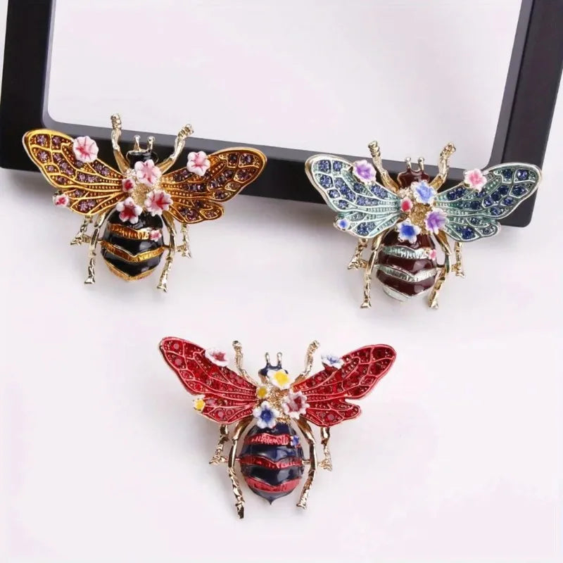 Ladies' Cute Bee Brooch Colorful Flower Insect Badge Ladies' Exquisite Pin Jewelry