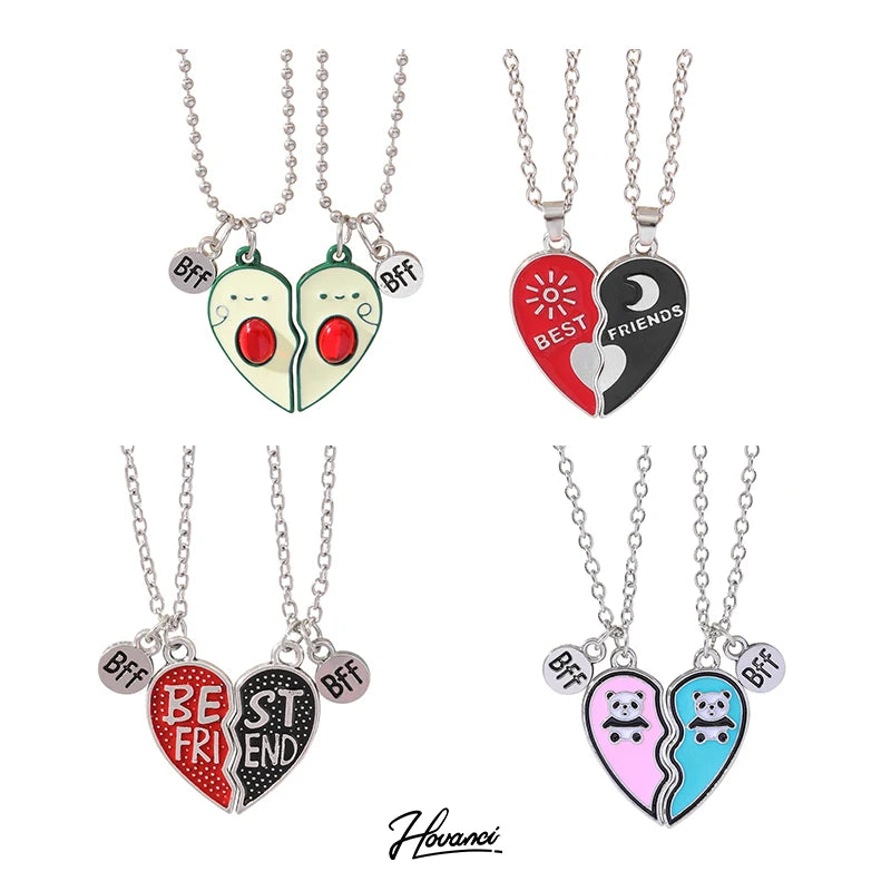 HOVANCI Family BFF Connected Broken Hearts Necklace for Couples Puzzle Valentine Necklace Valentine's Day Jewelry