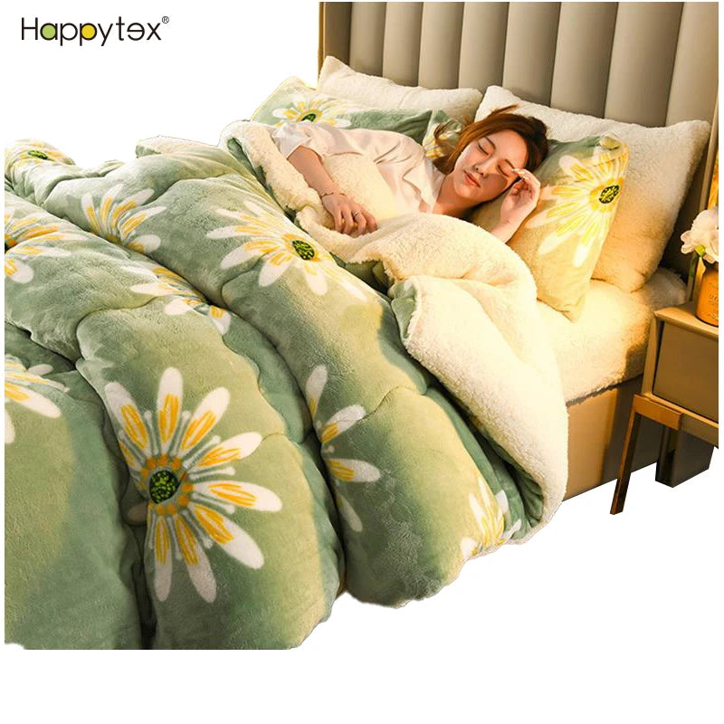 Fashion 200*230cm Double Sided Super Warm Thick Printed Brushed Fleece Blanket Flannel Fabric for Winter Factory Cheap Price