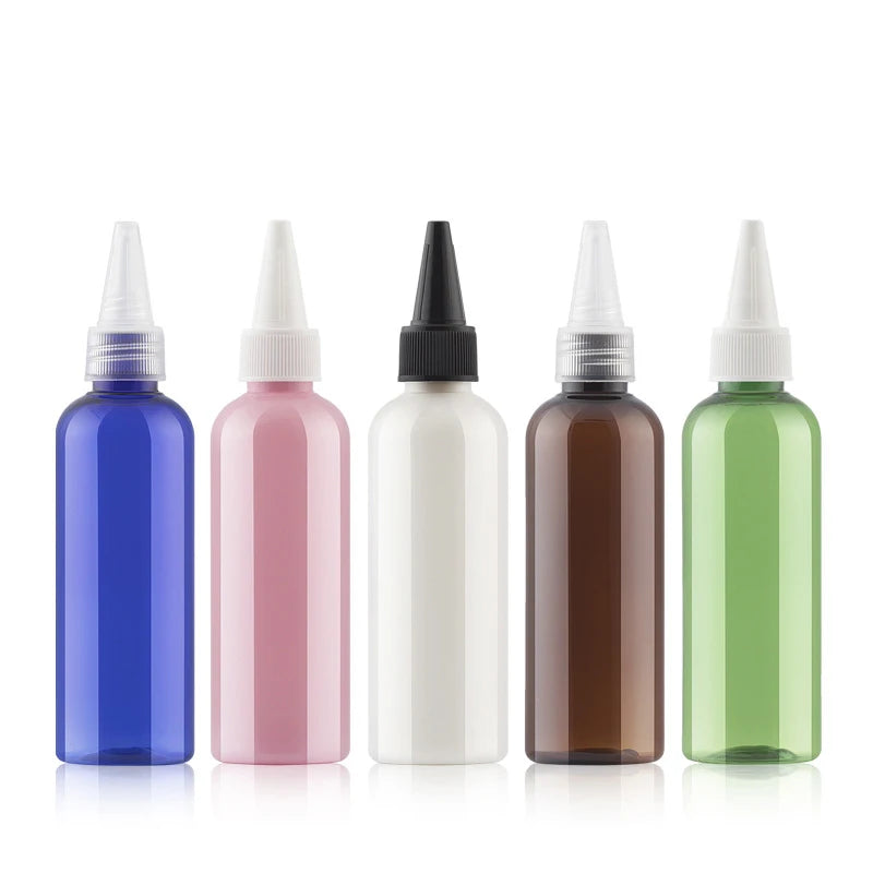 100ml PET Plastic Pointed Mouth Cap Dispensing Squeeze Applicator Bottle for Essential Oil Liquid with Twist Cap