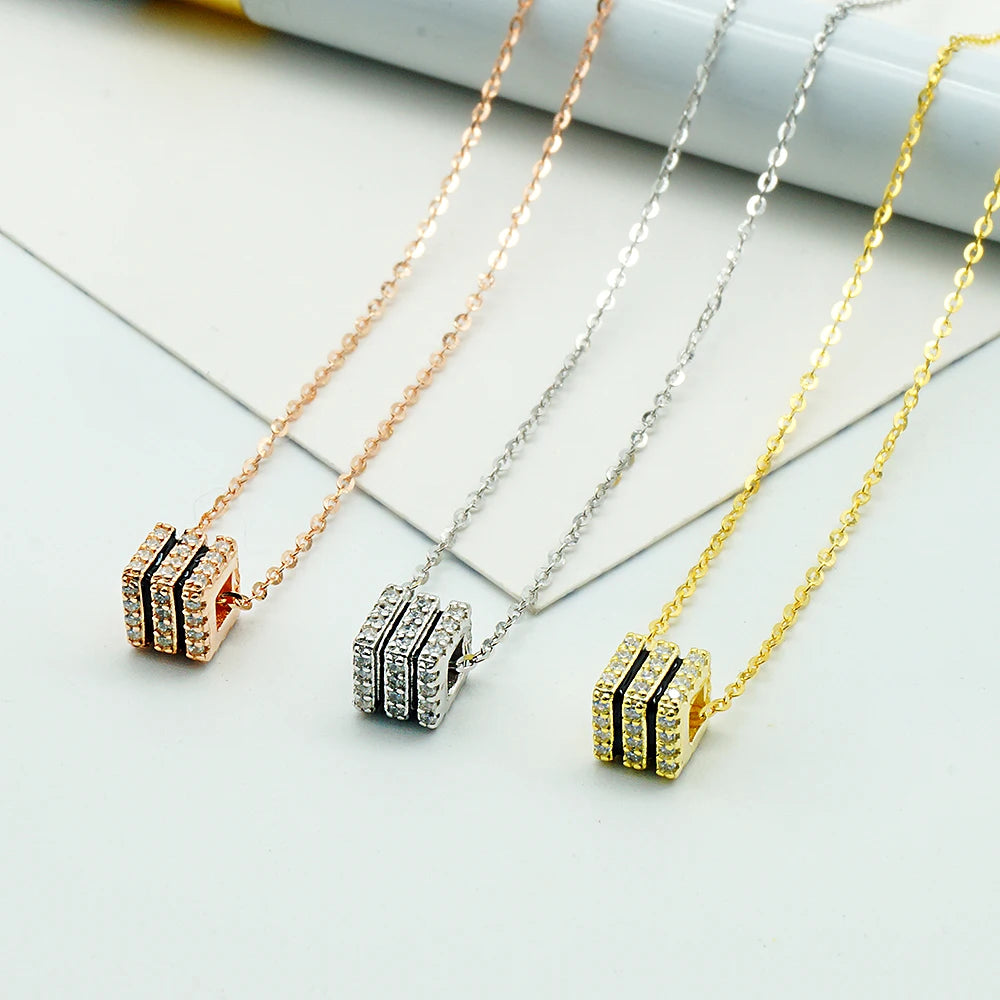 925 Silver Jewelry Necklaces Set With Cubic Zircon Gold Plated Chain Necklace for Women Gift