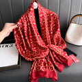 Wholesale Geometric Pattern Head Wrap 180*90cm Large Long Silk Feeling Scarf Polyester Muslim Hijabs Imitation Silk Shawls