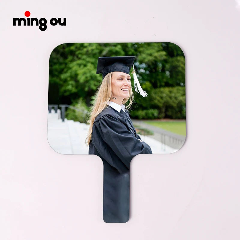 Sublimation MDF Hand Paddle Church Fans Blank White Memorial Graduation Paddle Fans