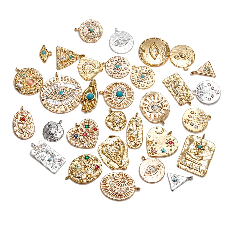 Fashion Personalized Design Irregular Shape 18K Gold Plated Devil's Eye Pendants DIY Pendants & Charms for Jewelry Making