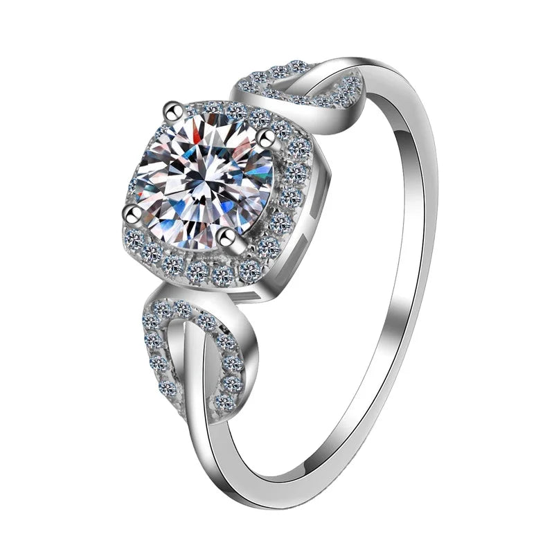 Fine Jewellery Women's Sterling Silver 925 Engagement Wedding Ring 1Carat Moissanite Ring With Certificate