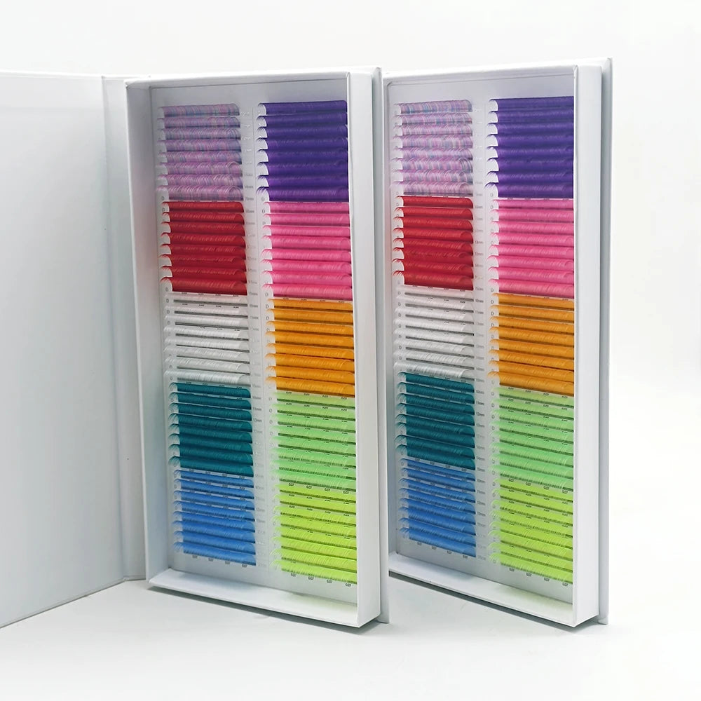 Custom logo 0.03 0.05 pink Blue Brown Color Eyelashes Big Boxes rainbow Eyelash Tray Lashes Individual Colorful Lash Extensions