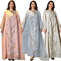 Wholesale Fashion Sequin Embroidery Long Sleeve Maxi Dress Abaya Dubai Muslim Long Dress for Women