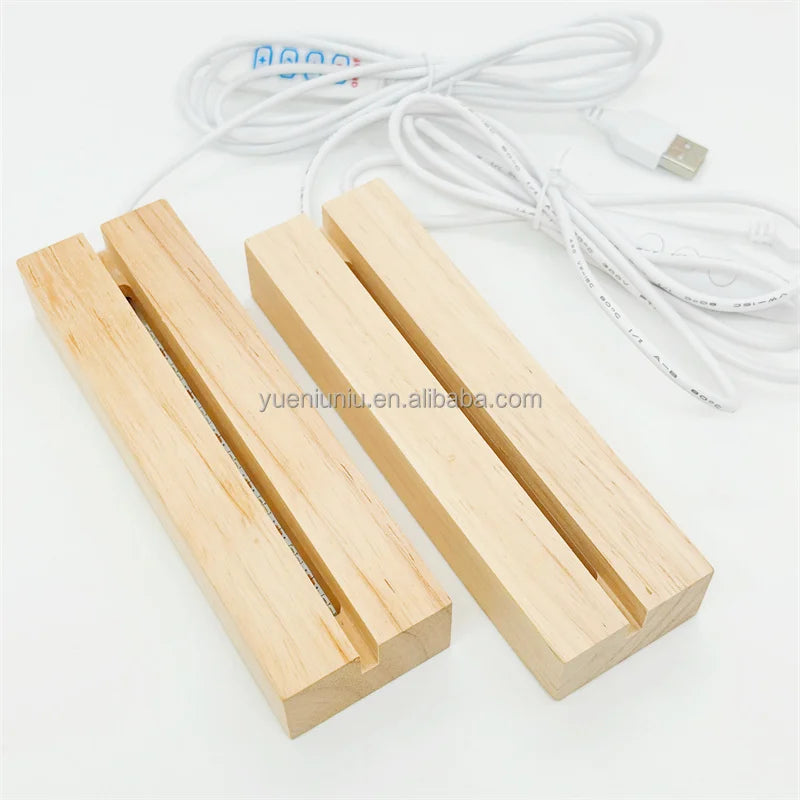 Wholesale 3D Illusion LED Night Light 16 RGB Colors Remote Control  Box Wood Lamp Base for Living Room