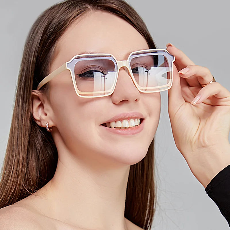 Square Large Frame Sunglasses  2025 Fashion Trend Gradient Color Glasses