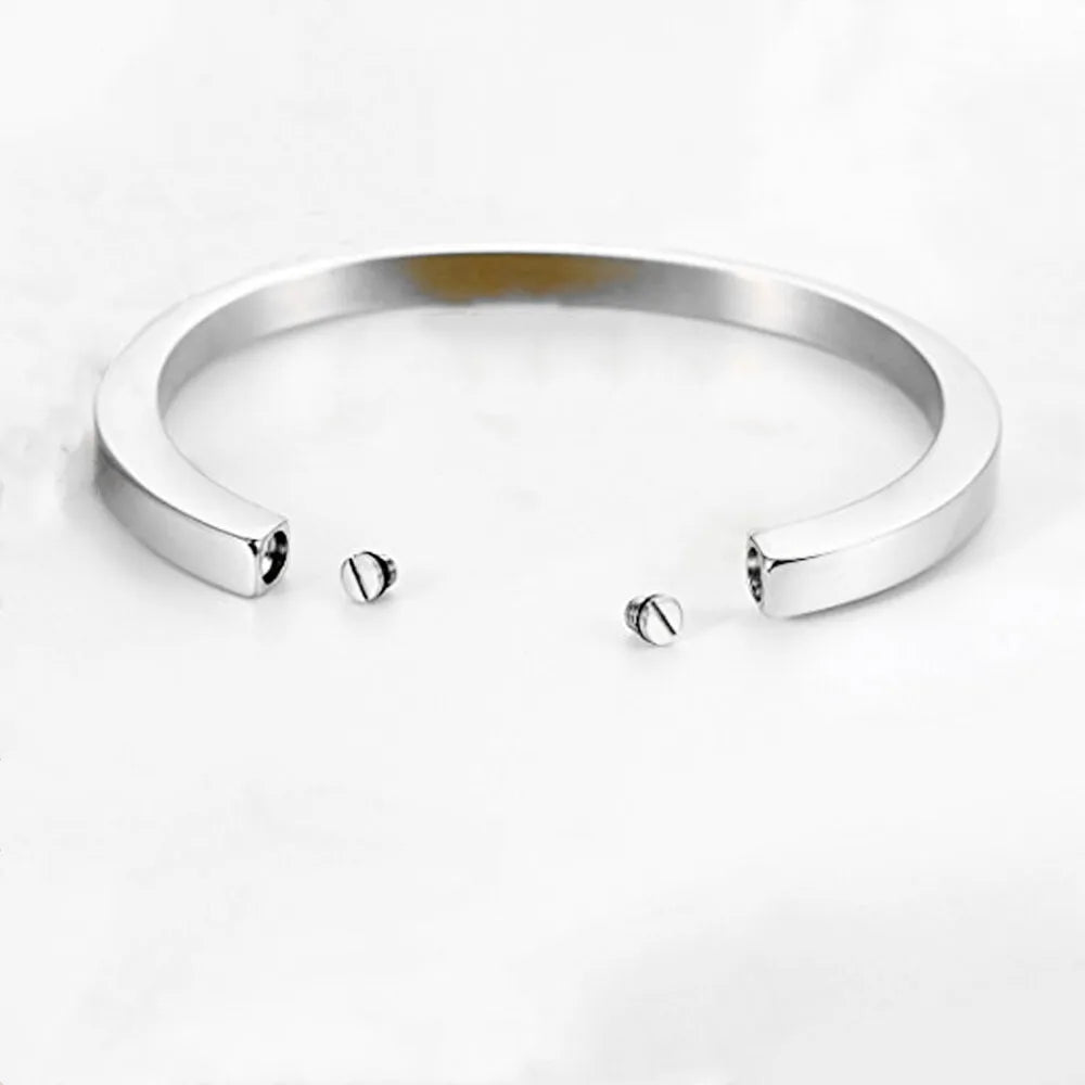 Hollow Empty Openable New C Shape Cuff Blank Bangle Keepsake Urn Jewelry Stainless Steel Cremation Bracelet for Ashes Human