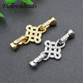 Delicate Design Nickel Free Anti Fading Gold Plated CZ Pave Big Size China Knot Shape Bracelet Clasps for Jewelry Making