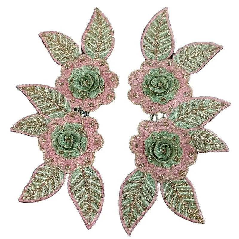 New 3D Sequin Stitching Water-soluble Embroidery Lace Dress Trim Applique Rhinestone Bodice Applique
