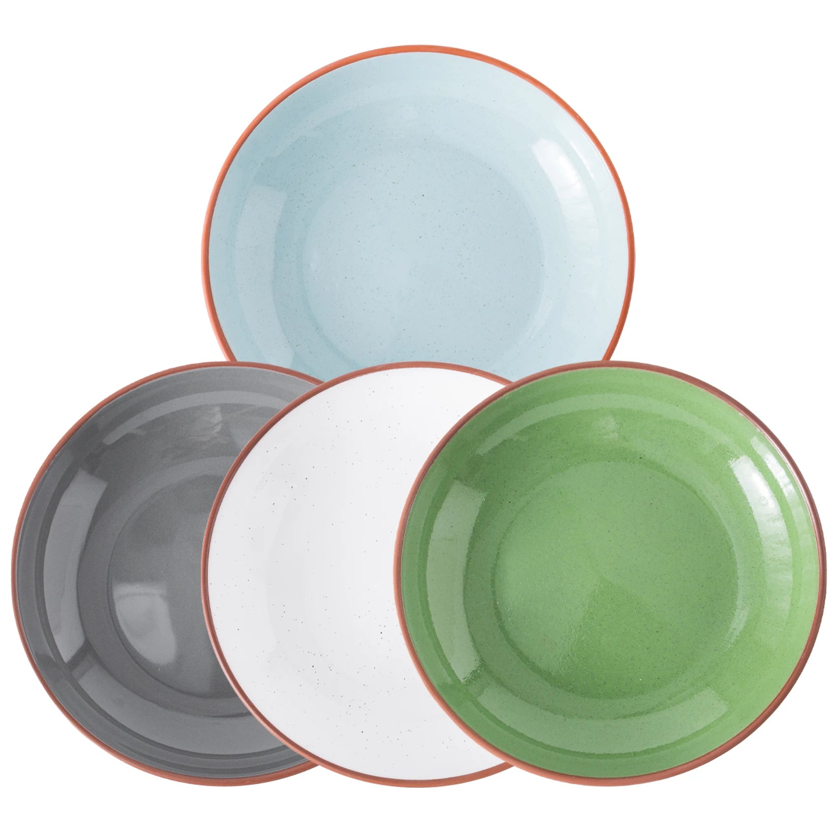 Custom Set of 4 Color  Glazed Terracotta Deep Plate Ceramic Dinnerware Dinner Dish & Plate