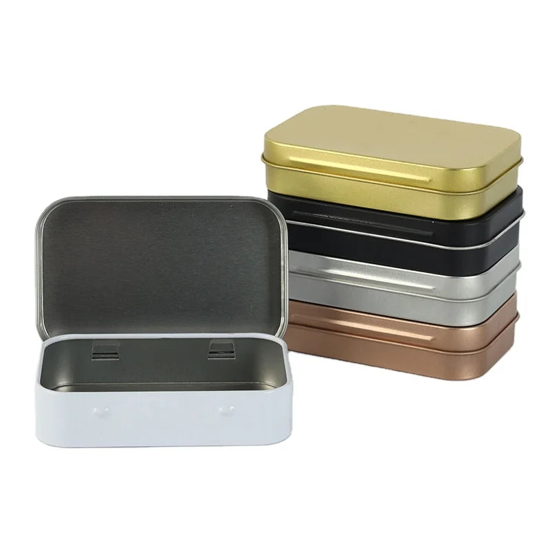 95*60*20 mm Empty Rectangular Metal Tin Box Cigarette Mint Candy Packing Box Small Hinged Tin Box