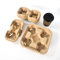 Luxury Biodegradable Bamboo 4-Cup Espresso Coffee Sleeve Holder-Eco-Friendly Disposable Customized Size Takeaway Use