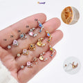 POENNIS Exquisite Vintage Hollow Moon Star Stud Earrings Stainless Steel Cubic Zircon Hypoallergenic Nickel-Free for Women