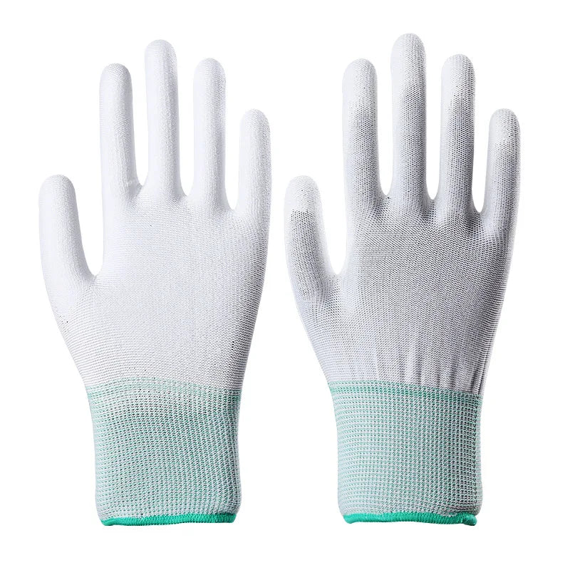 High Quality Non-slip Breathable Nylon Fabric PU Coated Finger Palm Gloves