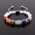 Custom Logo Macrame Bracelet for Men and Women 7 Chakra Natural Stone Healing Energy CZ Charms Beaded Ball Shape JBS11803