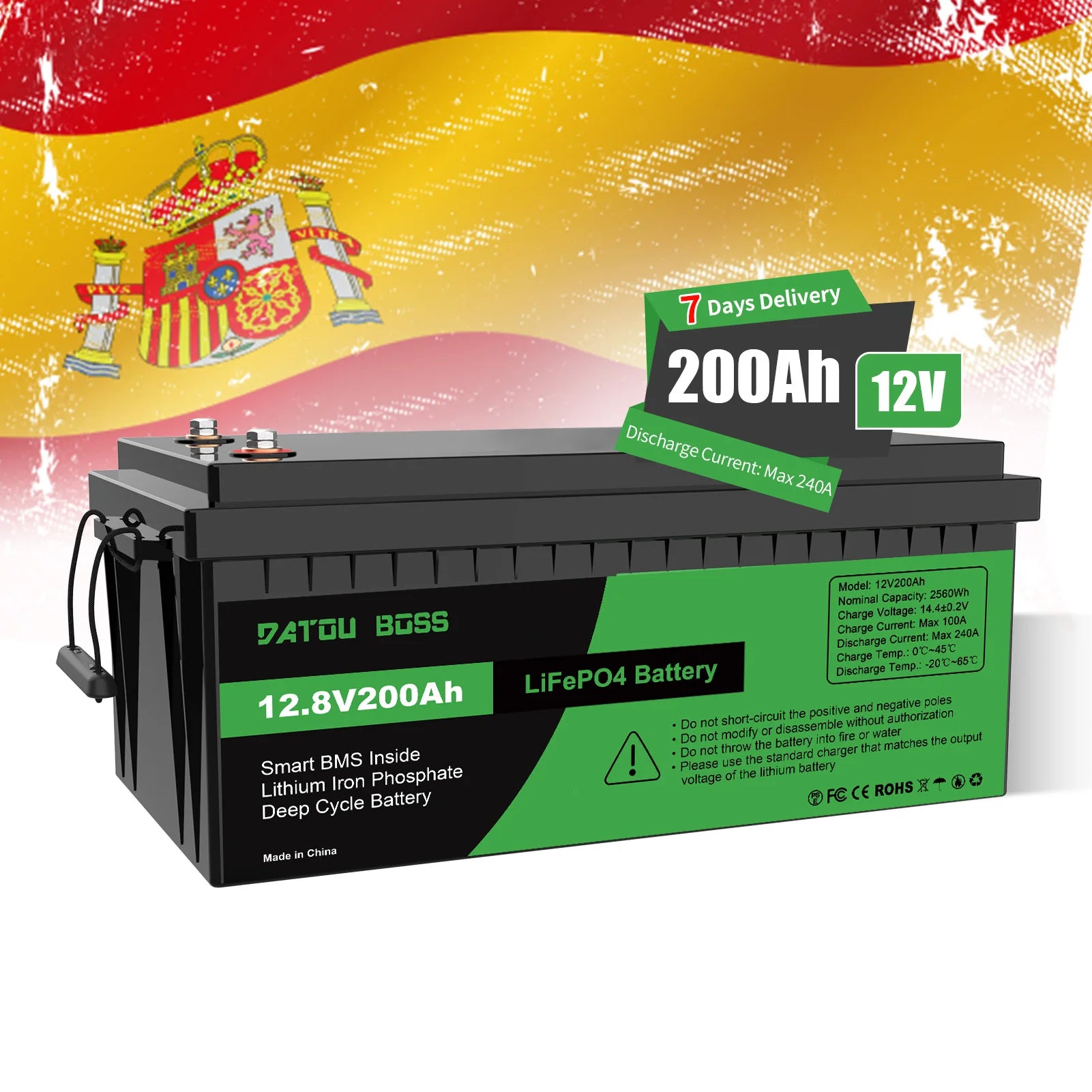 EU STOCK Datou boss 12V 200Ah Bateria De Litio Lithium Battery Ideal for RV Marine and Off-Grid Energy Storage